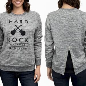 Hard Rock Cafe Orlando MCMLXXI Zipper Back Sweatshirt Sweater S Heather Gray